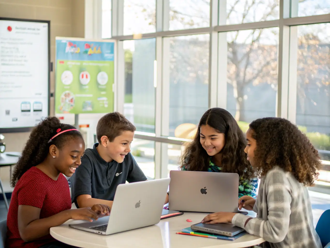 A graphic representation of the platform's collaborative learning environment, showing students and educators interacting and sharing resources in real-time.